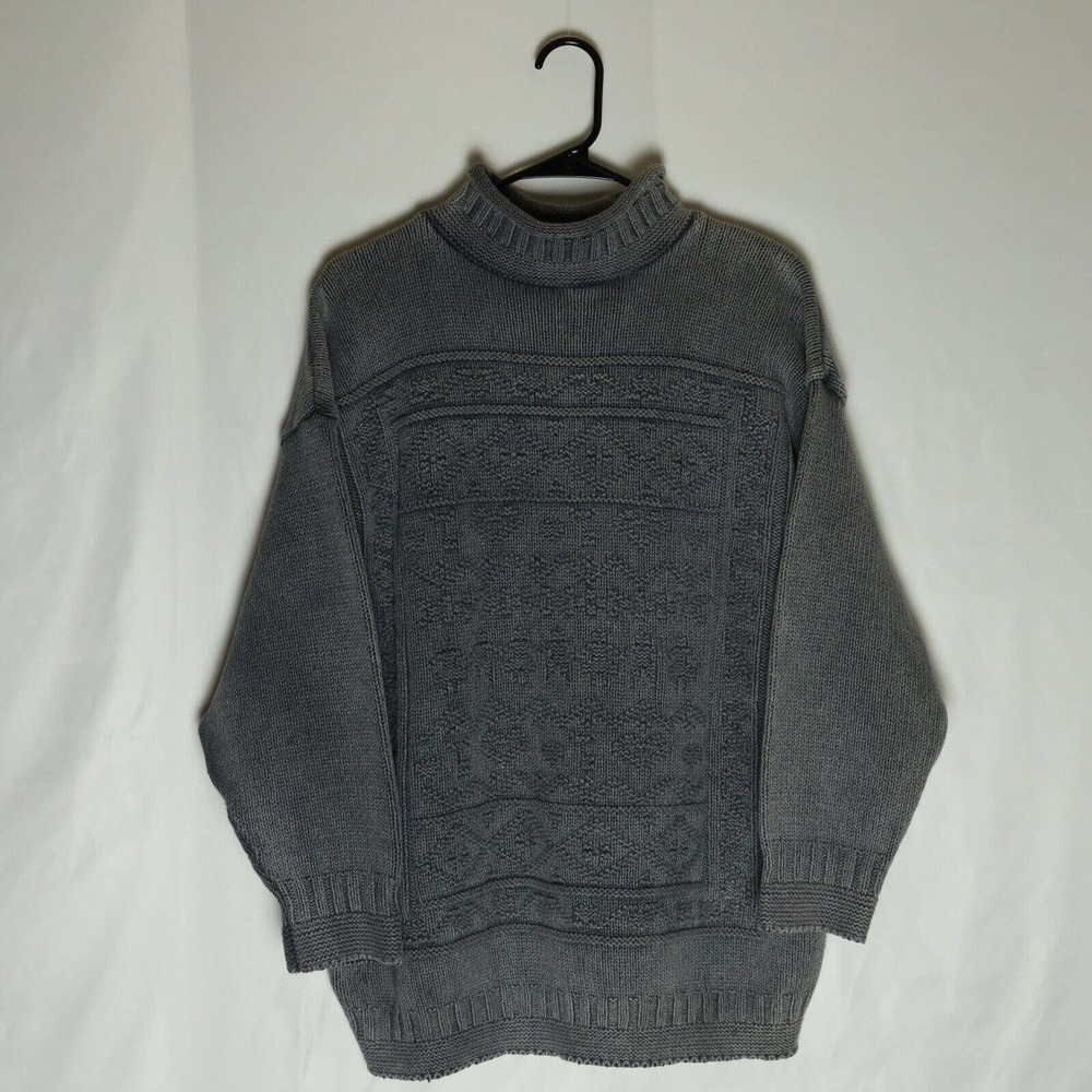 Katie Mock Neck Sweater Women's M Light Blue Heavy Long Sleeve Pullover 80's Vtg